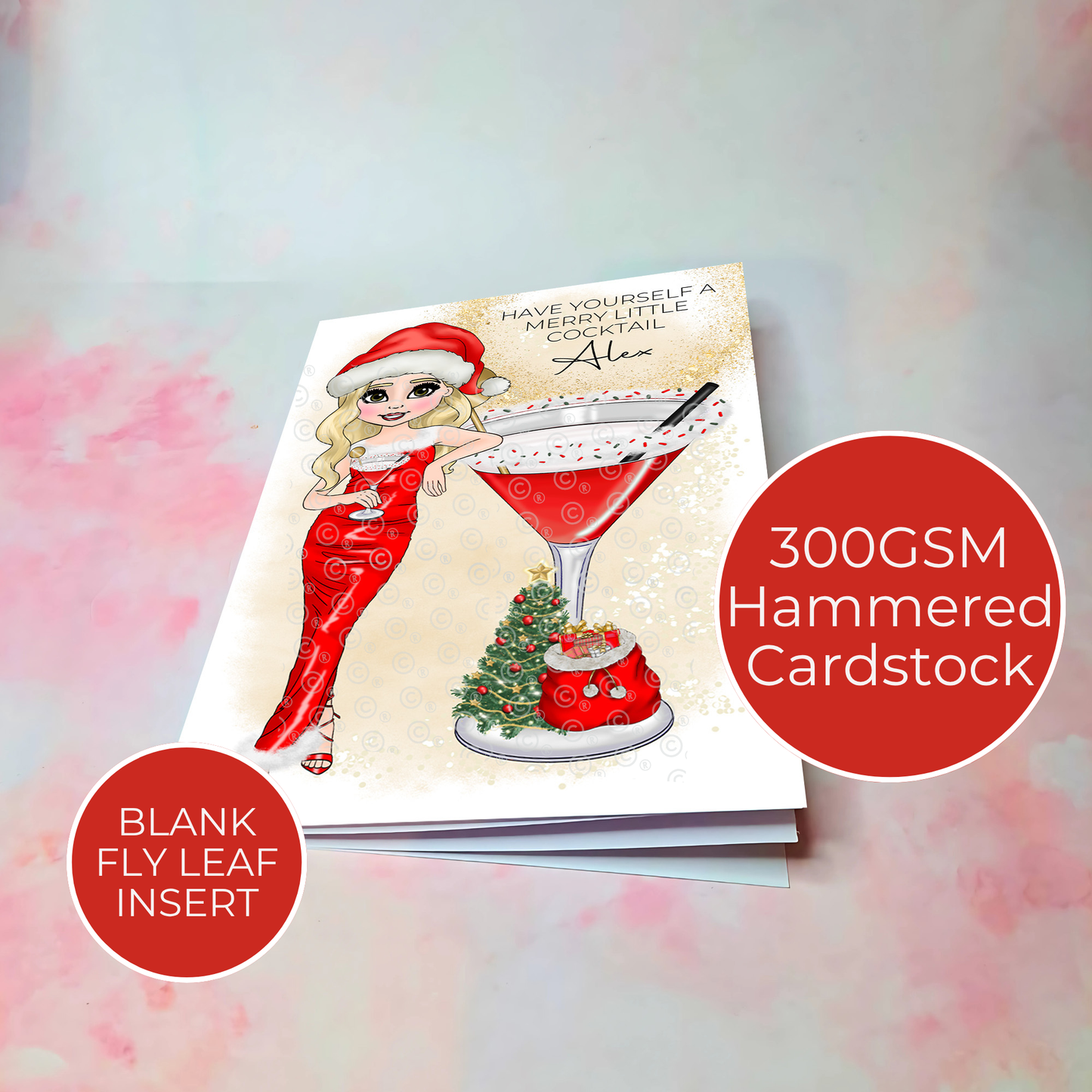 Personalised Mrs Clausmopolitan Cocktail Themed Card For A Special Friend, Special Friend Christmas Greeting Card A5, Festive Holiday Card #CC