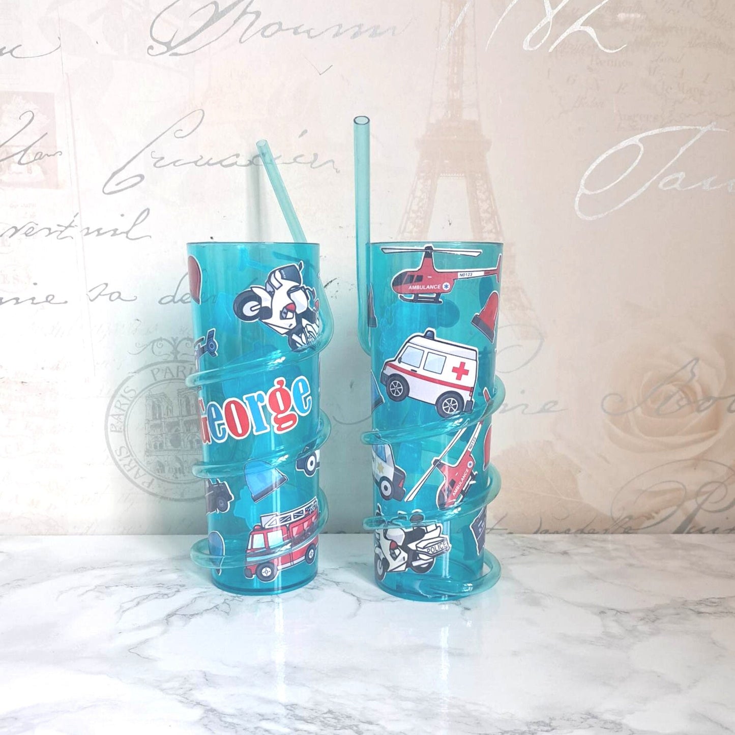 Personalized Crazy Straw Tumbler With Printable Vinyl Decals, Custom Wrap Around Str4aw Cup For Children, Childs Birthday Gift Party Bag #BPA