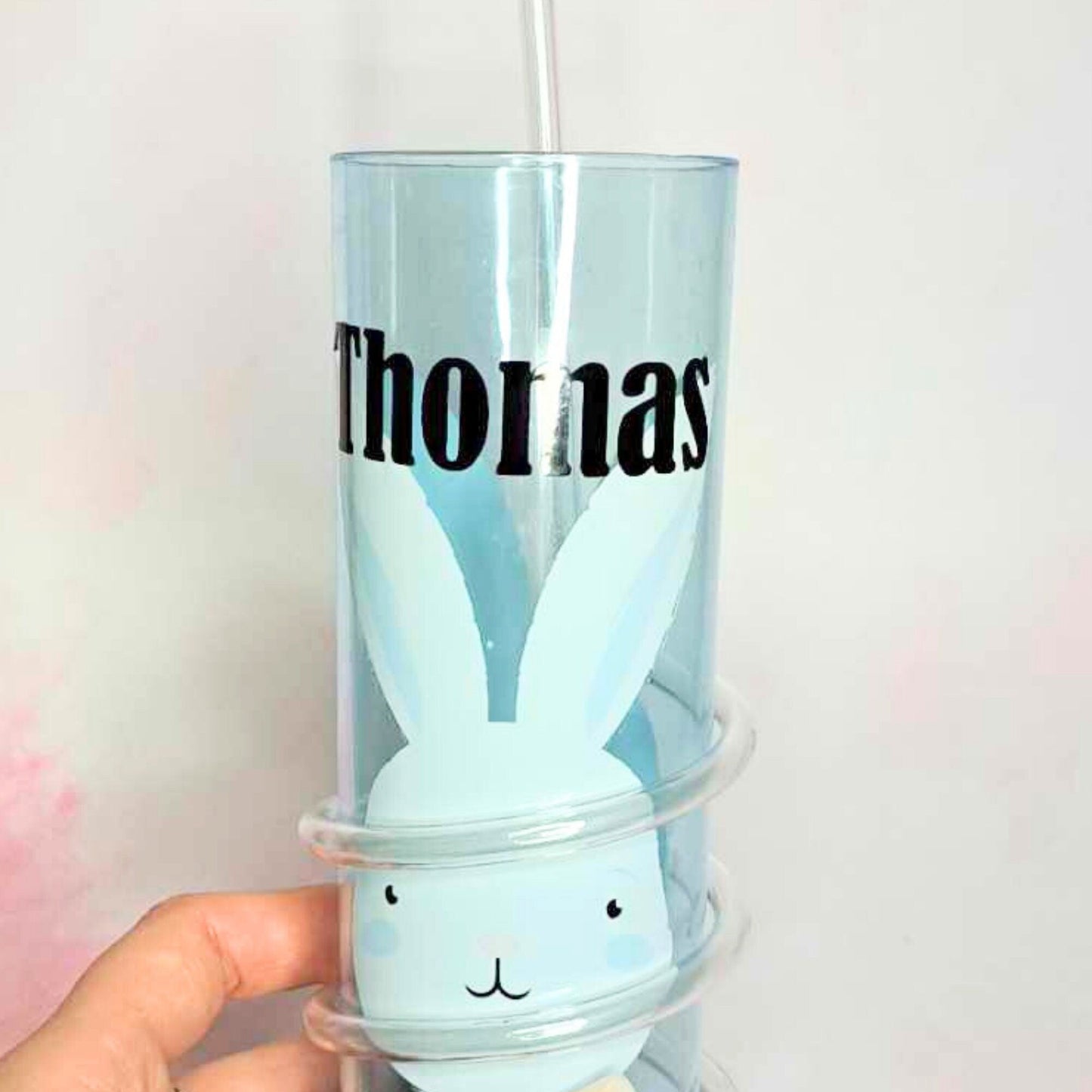 Personalized Easter Themed Curly Straw Tumbler, Plastic Spiral Straw Cup For Children, Easter Birthday Party Wrap Around Straw Cup BPA Free #BPA