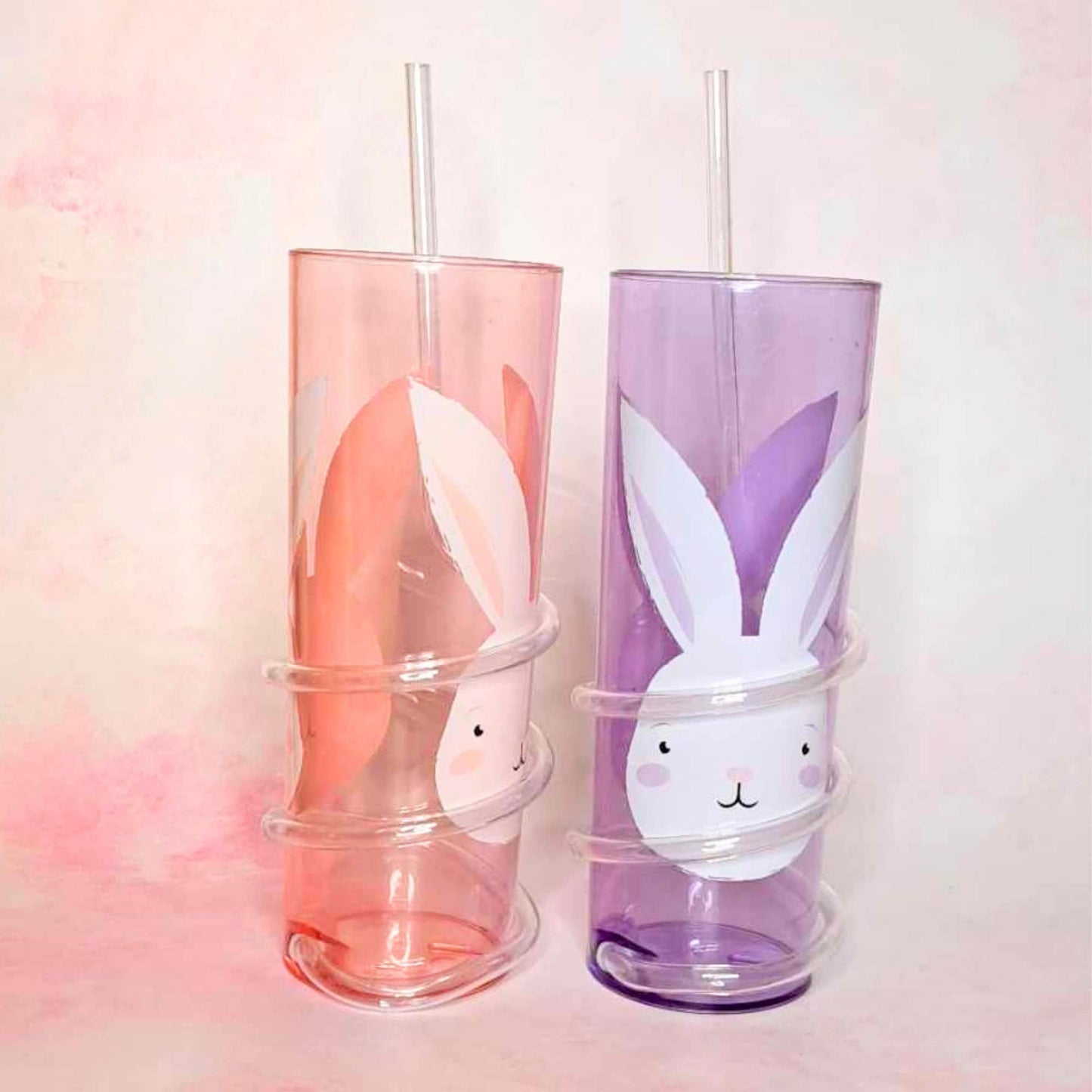 Personalized Easter Themed Curly Straw Tumbler, Plastic Spiral Straw Cup For Children, Easter Birthday Party Wrap Around Straw Cup BPA Free #BPA