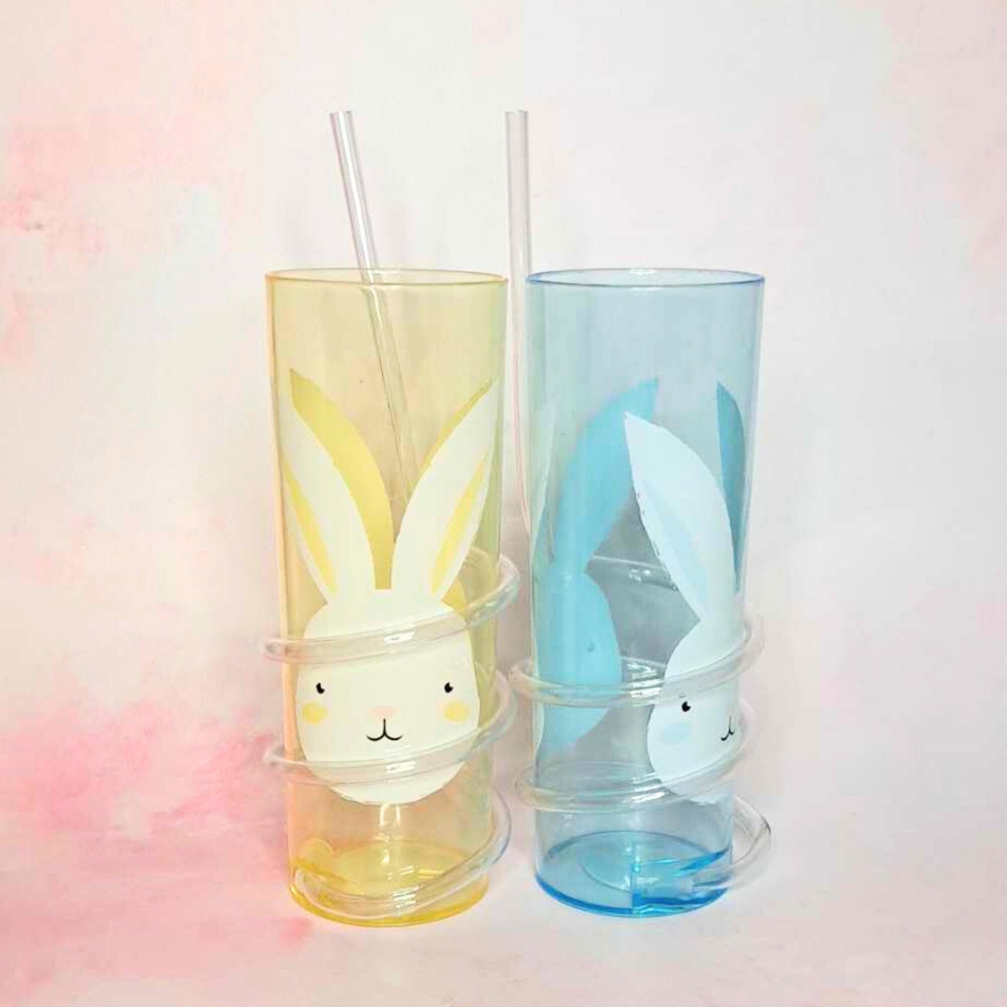 Personalized Easter Themed Curly Straw Tumbler, Plastic Spiral Straw Cup For Children, Easter Birthday Party Wrap Around Straw Cup BPA Free #BPA
