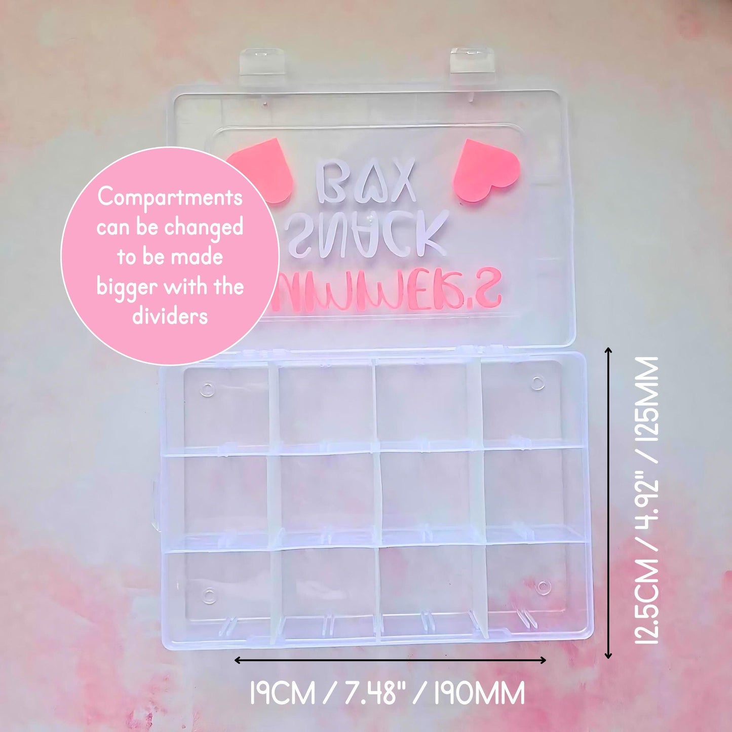 Personalised Multi Use Lightweight Plastic Travel Box, Plane Travel Snack Box For Children, Craft Room Storage Tub Knick Knack Organizer #BPA
