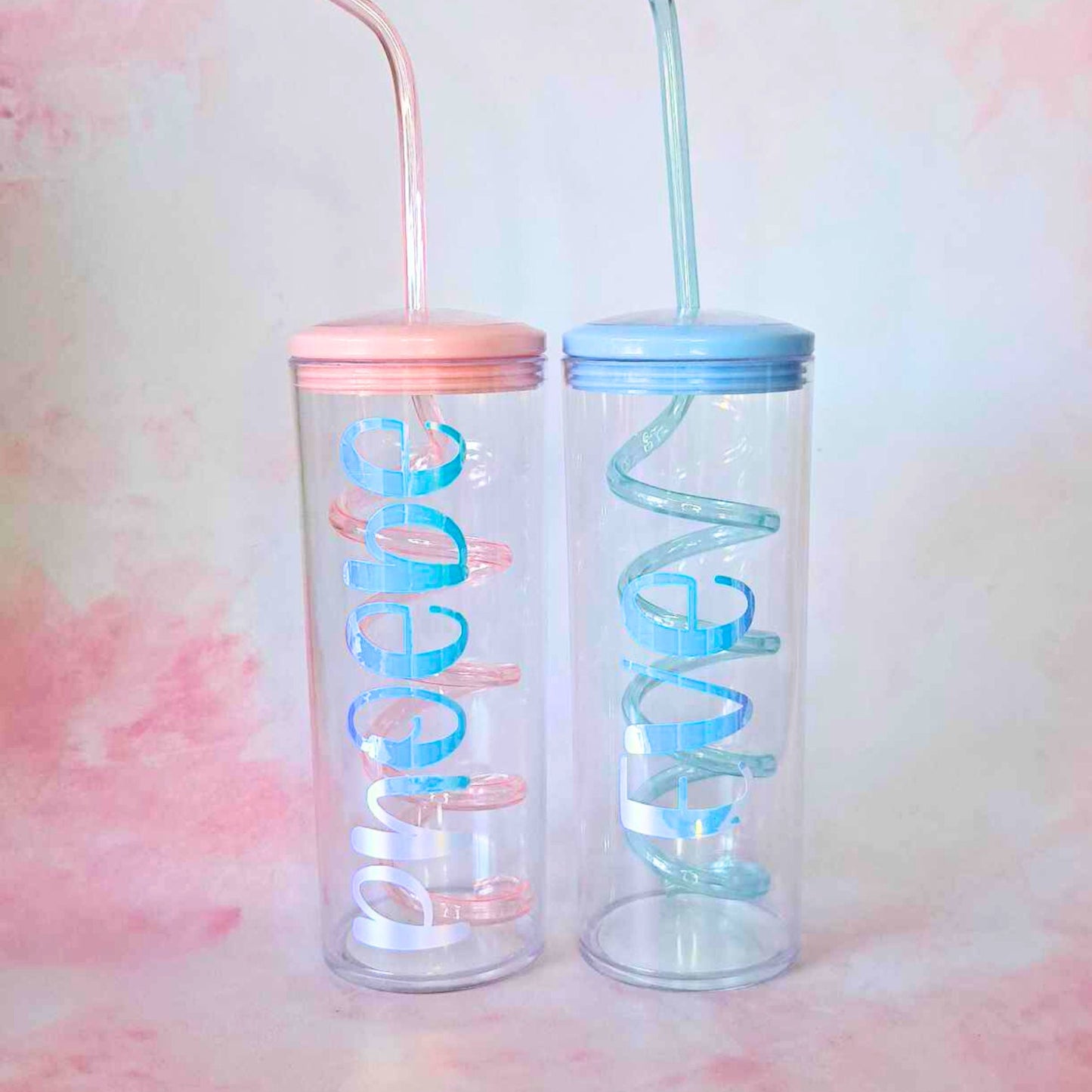 Personalized Crazy Straw Cup Beaker With A Lid, Themed Curly Straw Cup For Kids BPA Free Plastic, 7 Colours To Choose From, Spiral Straw #BPA