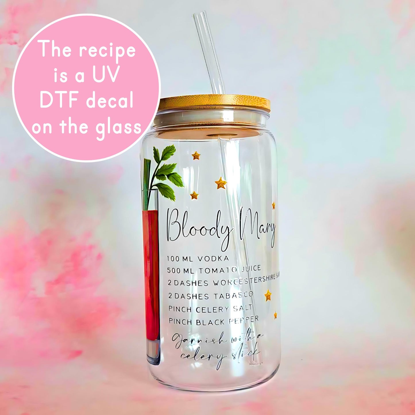 Bloody Mary Tomato Juice Picnic Cocktail Recipe Glassware, Savory Vodka Coctail Drinkware, Spicy Cocktail Brunch Hangover Cure Glass Gift #CL