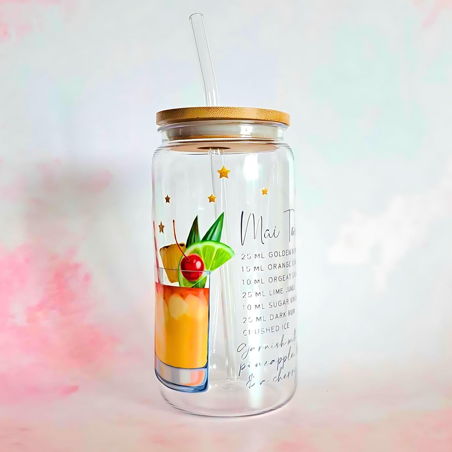 Mai Tai Island Ready Cocktail Themed Party Drinkware, Tropical Escape Cocktail Party, Mai Tai Recipe On A Glass, Singature Tropical Barware