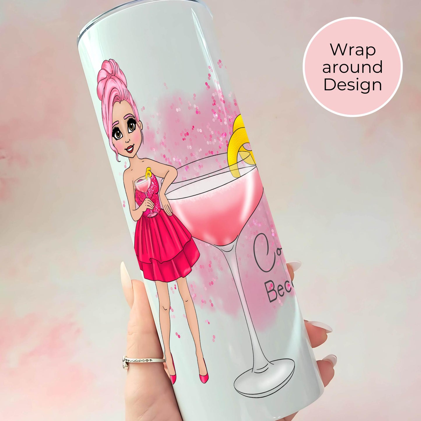 Cosmopolitan Cocktail 20oz Stainless Steel Tumbler, Hot Or Cold Tumbler For Picnics Beach Parties, Bachelorette Party Festival Drinkware #ST