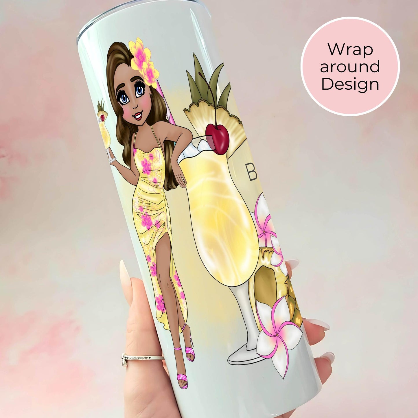 Pina Colada 20oz Stainless Steel Tumbler, Hot Or Cold Tumbler Gift For Her, Milestone Birthday Festival Party Drinkware, Mothers day Gift #ST