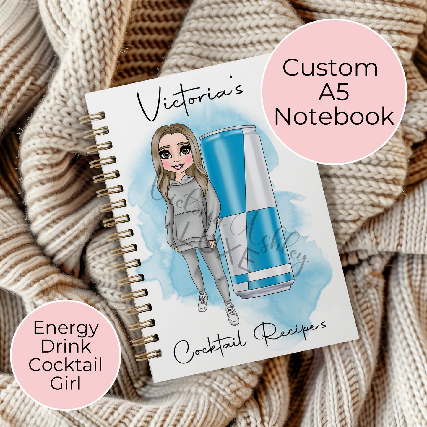 A5 Energy Drink Cocktail Notebook, Wire Bound Spiral Notebook Gift For End Of Term Teacher Gift, Lined Notebook Planning Notebook For Her #N1