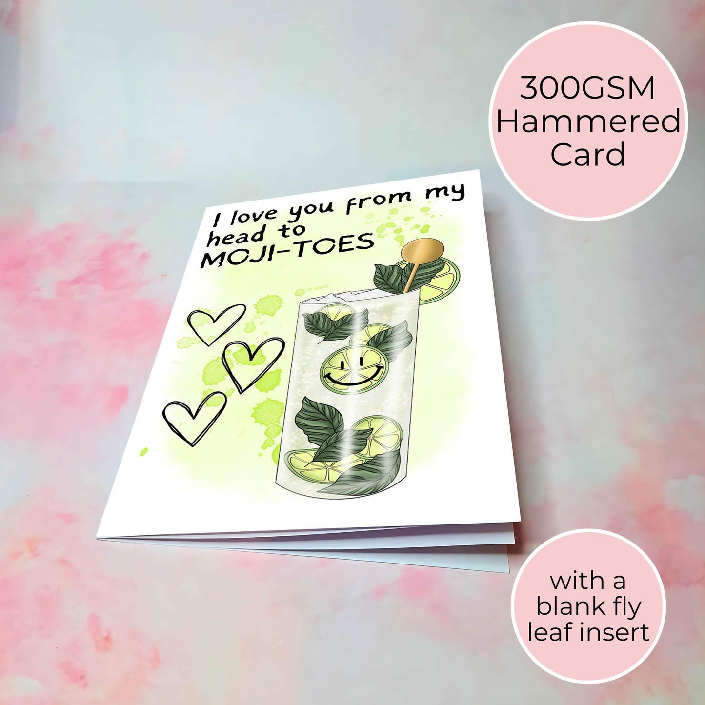 Mojito Valentines Card A5, Printed on 300gsm Hammered Cardstock, Mojito Cocktail Card Anniversary Birthday Pun Card for Him or Her #G1 #G2