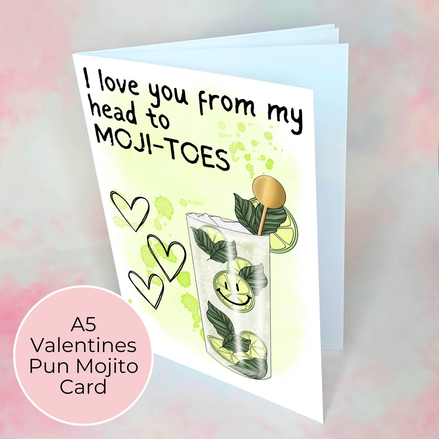 Mojito Valentines Card A5, Printed on 300gsm Hammered Cardstock, Mojito Cocktail Card Anniversary Birthday Pun Card for Him or Her #G1 #G2