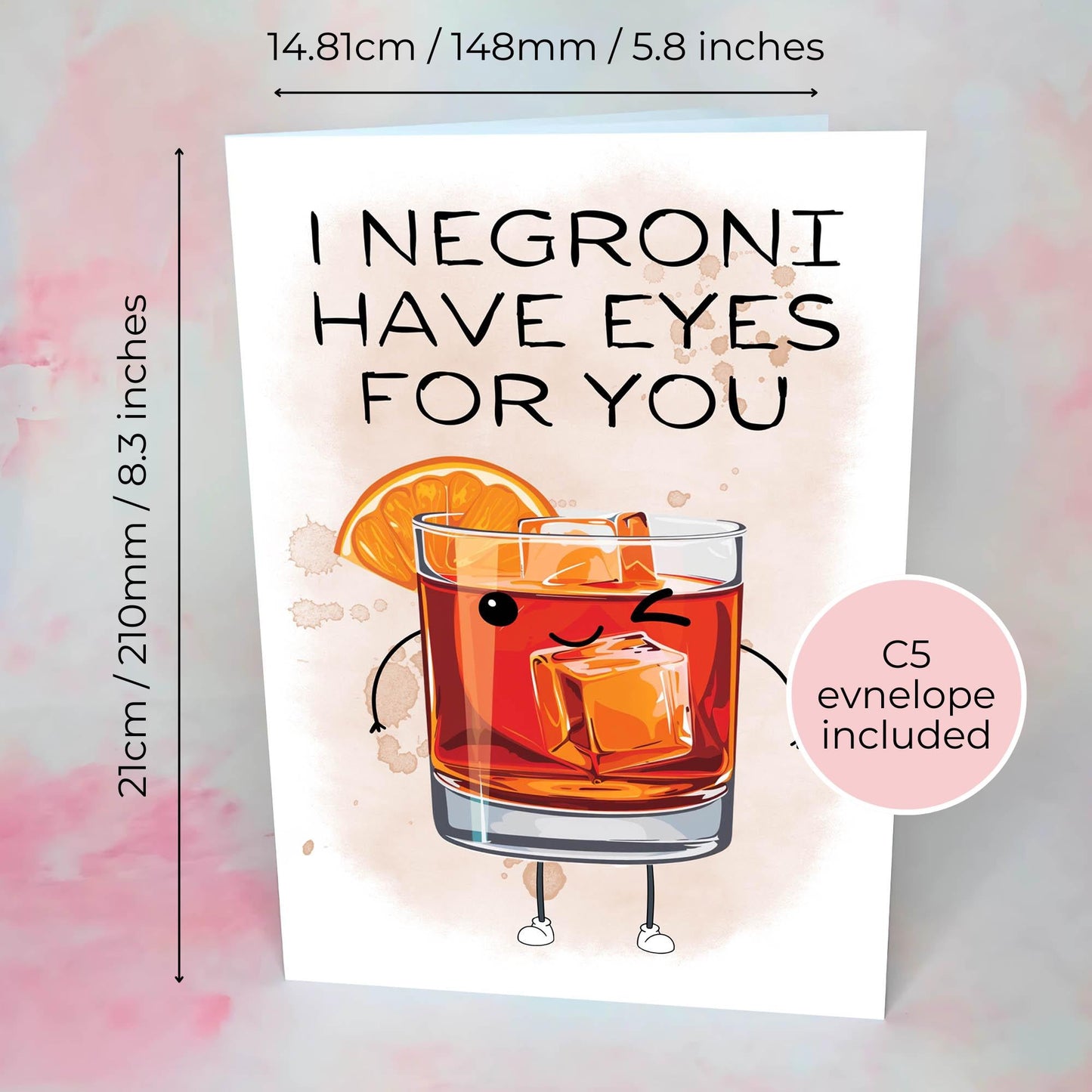 Negroni Cocktail Funny Valentines Card, A5 Valentines Anniversary Birthday Card For Negroni Lover, Couple Humour Gift Card, Greeting Card #G2