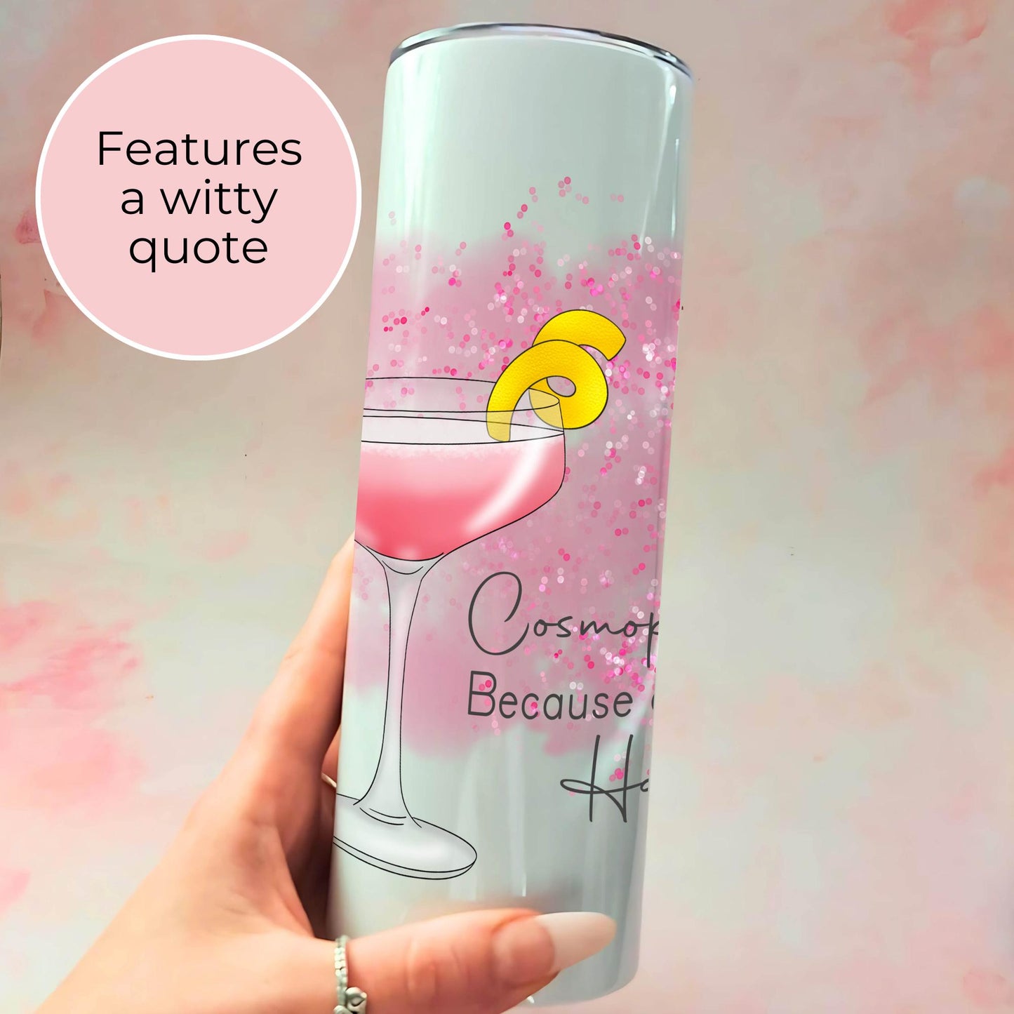 Cosmopolitan Cocktail 20oz Stainless Steel Tumbler, Hot Or Cold Tumbler For Picnics Beach Parties, Bachelorette Party Festival Drinkware #ST