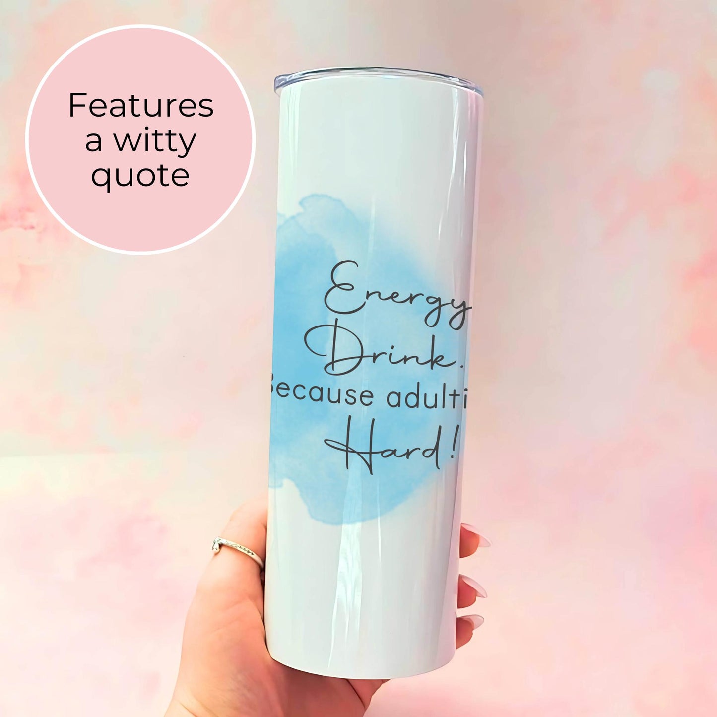 Energy Drink Boosting Energy-Inspired Tumbler, 20oz Stainless Steel Insulated Travel Mug, Gift for Fitness Enthusiasts, Trendy Hydration Accessory #ST