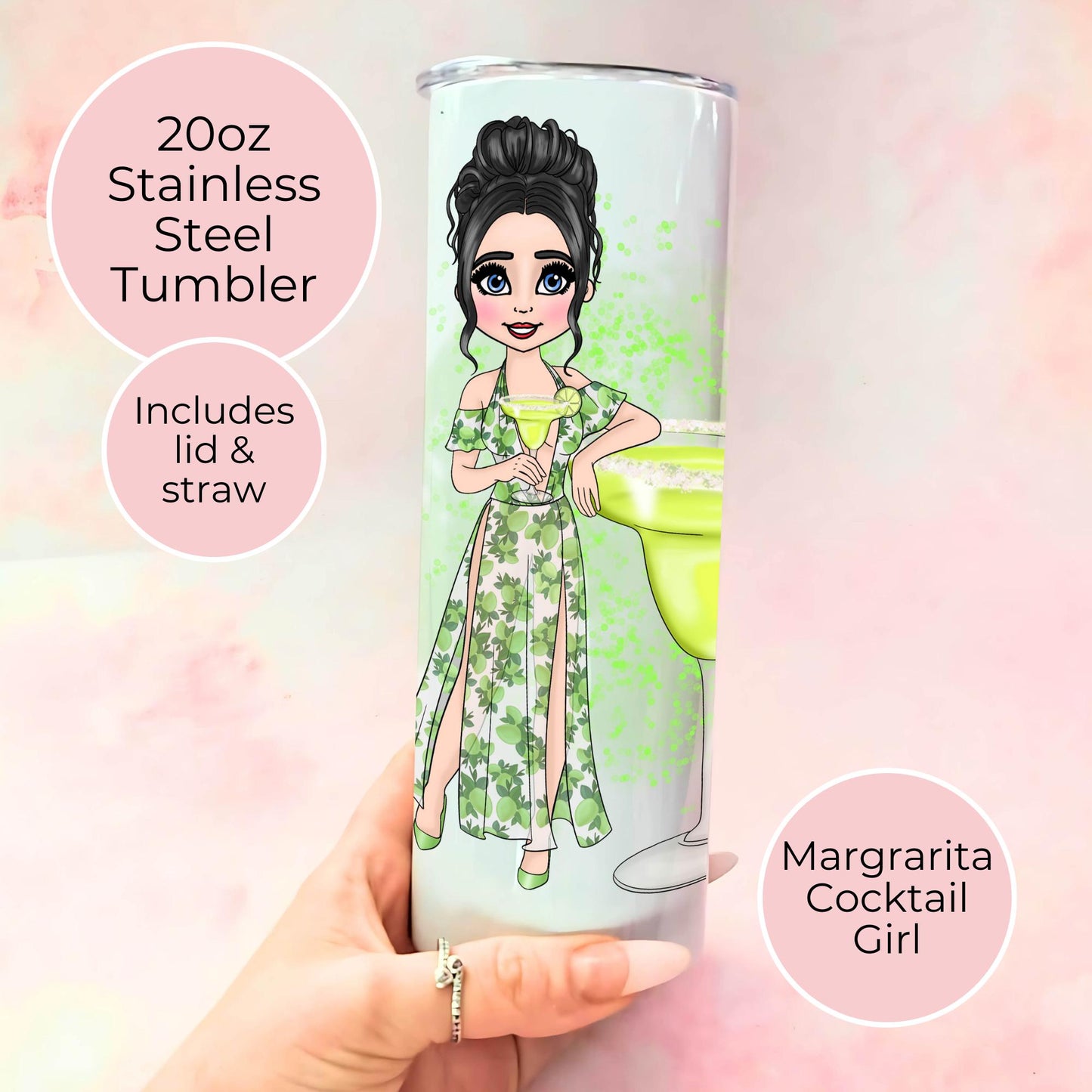Margarita Cocktail Girl 20oz Stainless Steel Tumbler, Adulting Is Hard Funny Tumbler, Hot or Cold Drink Flask For Work, Festival Drinkware #ST