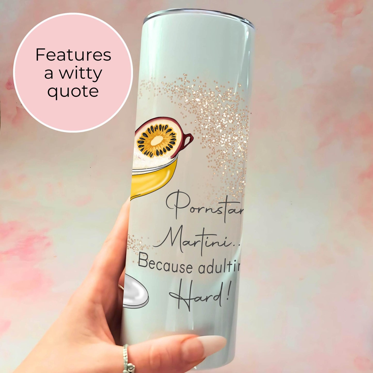 Pornstar Martini 20oz Cocktail Stainless Steel Tumbler, Festival Party Drinkware, Hot Cold Drinks Flask Tumbler For Travelling, Gift For Her #ST
