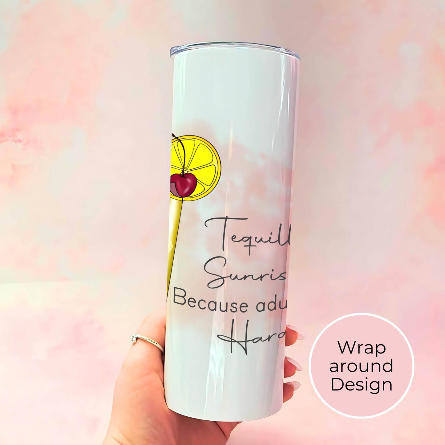 Tequila Sunrise 20oz Travel Tumbler, Insulated Hot or Cold Steel Travel Cup, Summer Soiree Festival Drinkware, Gift For Her Gym Accessories #ST