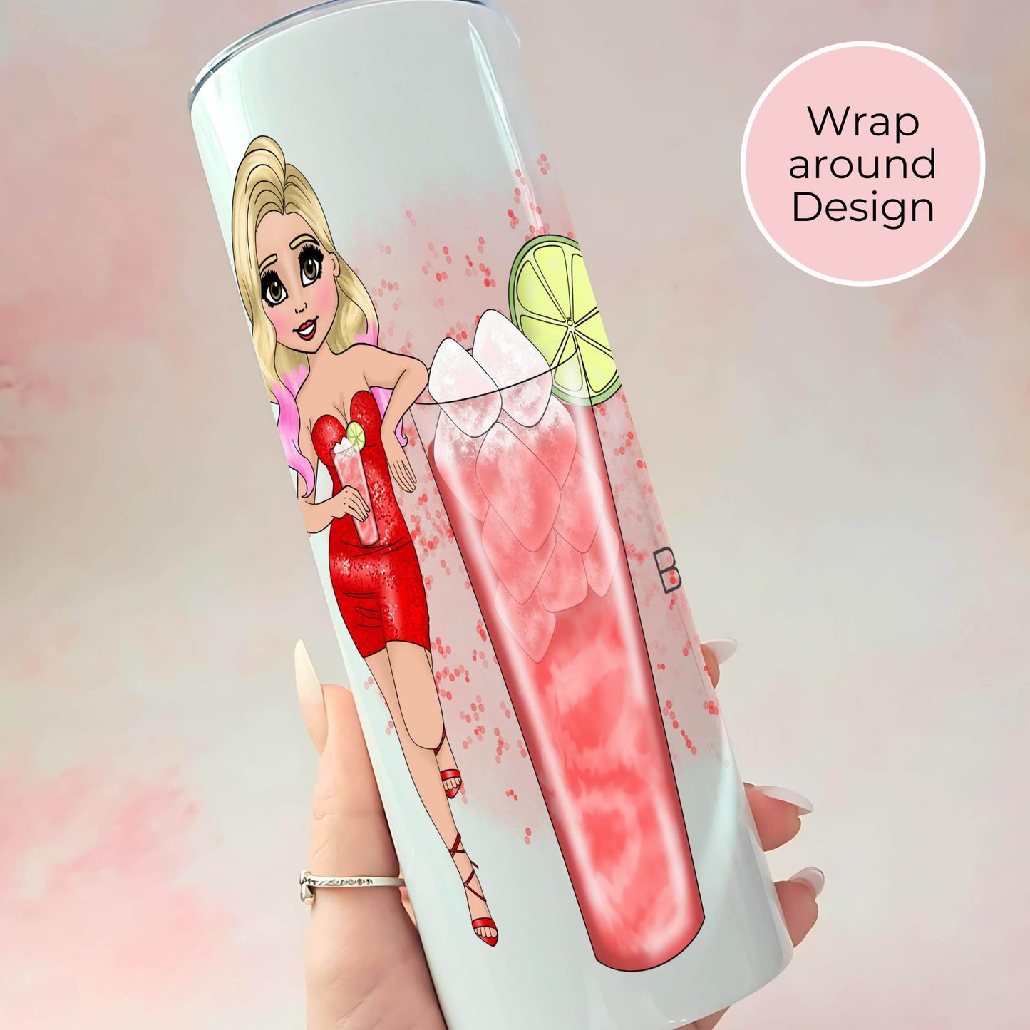 Woo Woo Cocktail Girl Stainless Steel Tumbler, Hot Cold Insulated Tumble For Gym Work Commute, Air Hosttess Spill Proof Travel Tumbler #ST
