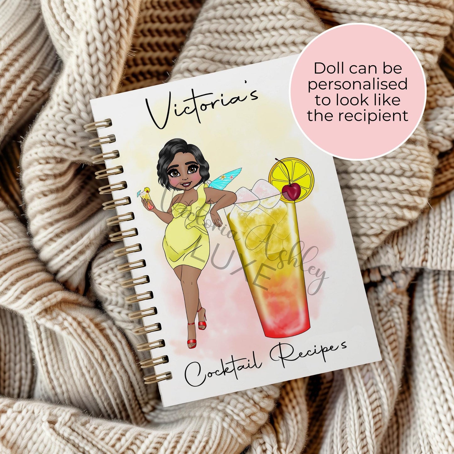 Tequila Sunrise A5 Spiral Notebook, Lined Wire Bound Personalised Notebook, Tequila Cocktail Themed Journal Binder, Wedding Planner Jotter #NB