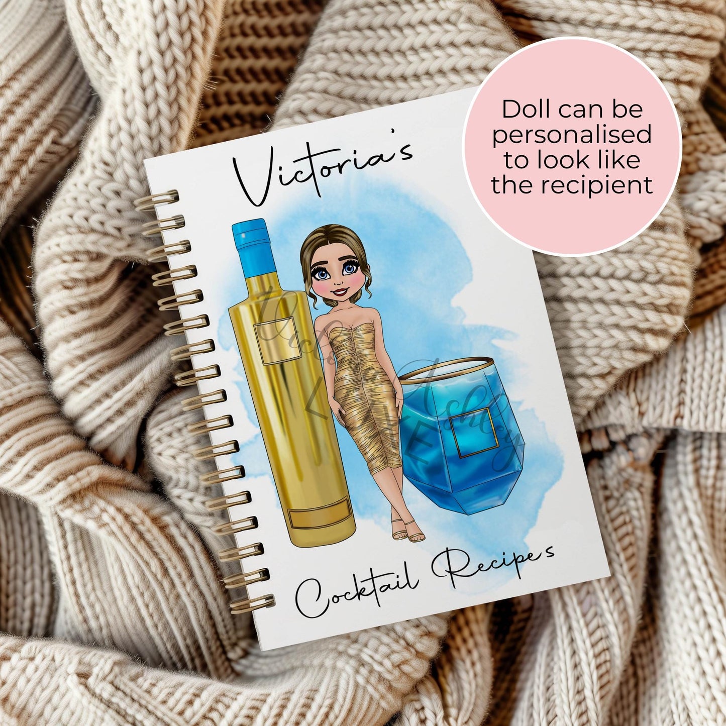 The Vodka Girl A5 Wire bound Notebook, Custom Character Lined Paper Journal, Wedding Cocktail Party Event Planning Diary, Business Planning Notes #NB
