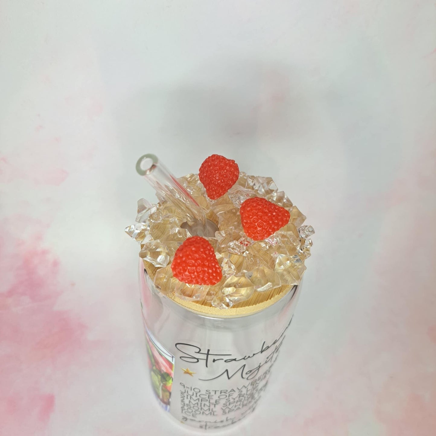 ADD ON: Strawberry Faux Iced Lids For Glass Tumblers - Don't Purchase This Listing Alone #AO