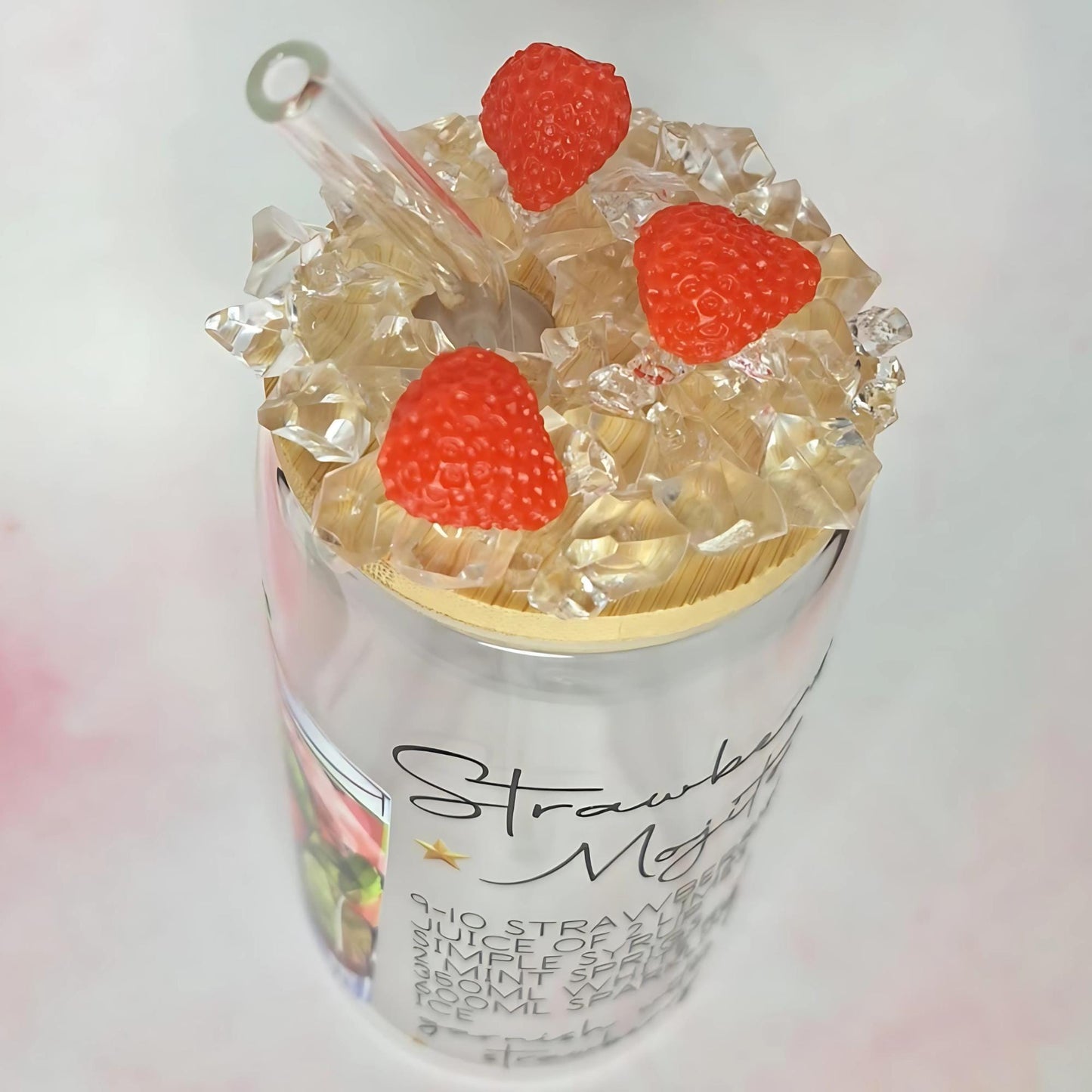 ADD ON: Strawberry Faux Iced Lids For Glass Tumblers - Don't Purchase This Listing Alone #AO