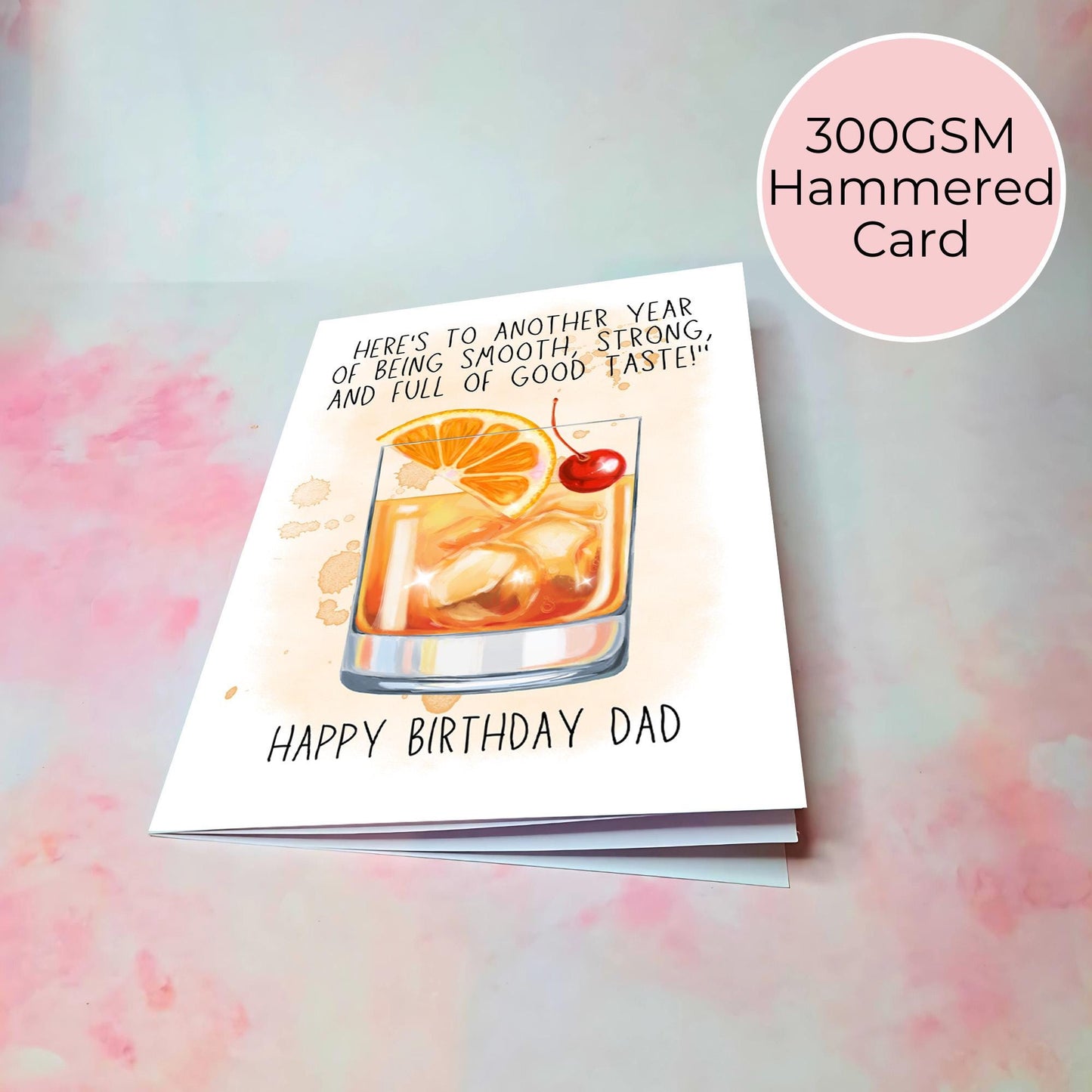 Old Fashioned Pun Birthday Card For Him, A5 Greeting Card For His Birthday, Whiskey Lover Cocktail Card For Dad Grandad Brother Birthday #G2