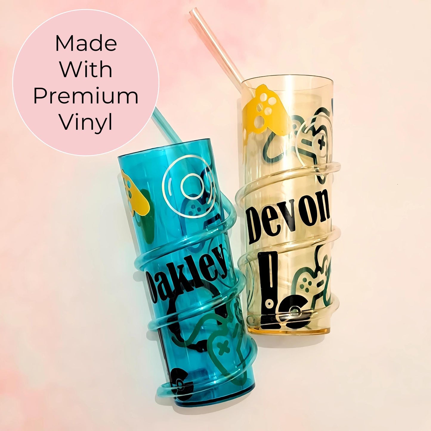 Personalized Crazy straw cup tumbler Coloured Straw Wrapped Around Cup Children's Plastic Drinkware Tumbler Themed Tumbler With Curly Straw #BPA