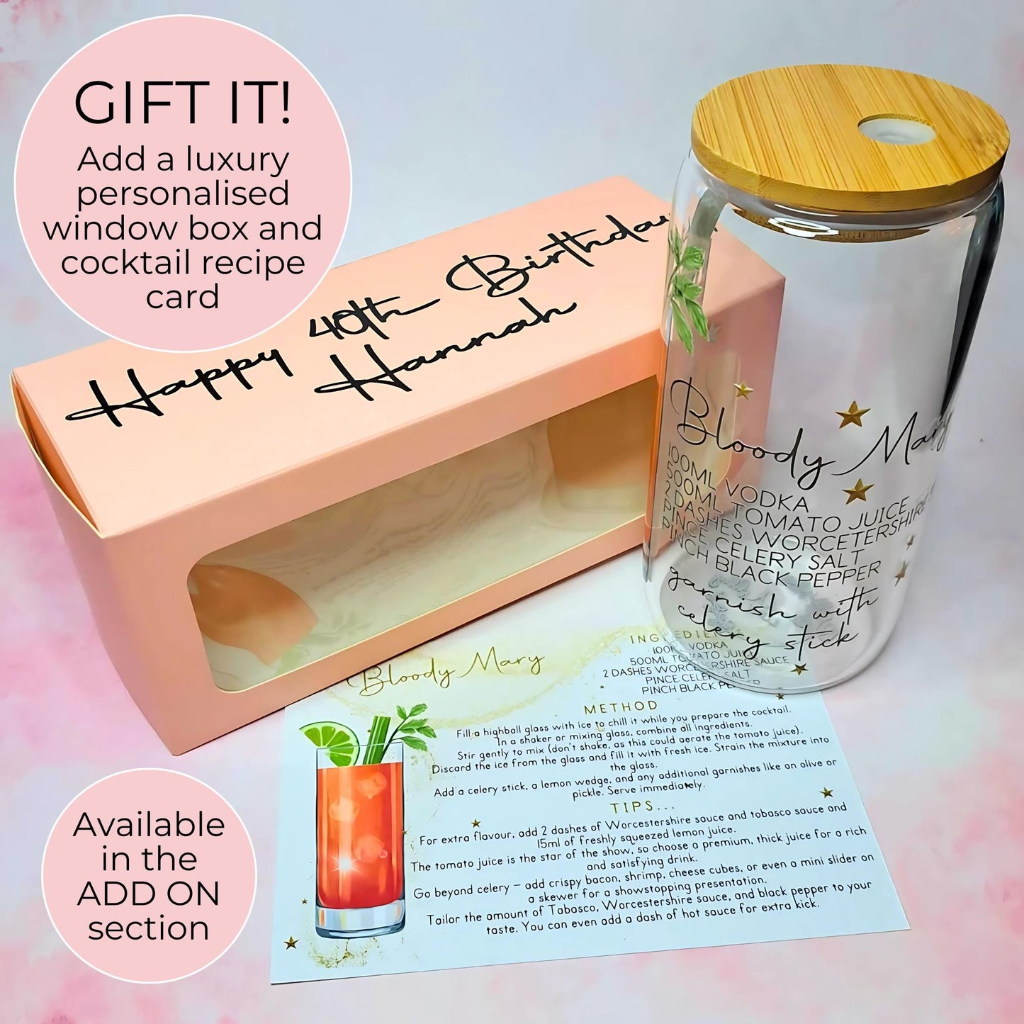Custom Cocktail Girl Mojito Cocktail Recipe Glass, 16oz Frosted Libby Glass For Receptionist or Hostess Appreciation Gift, Cocktail Lovers Delight