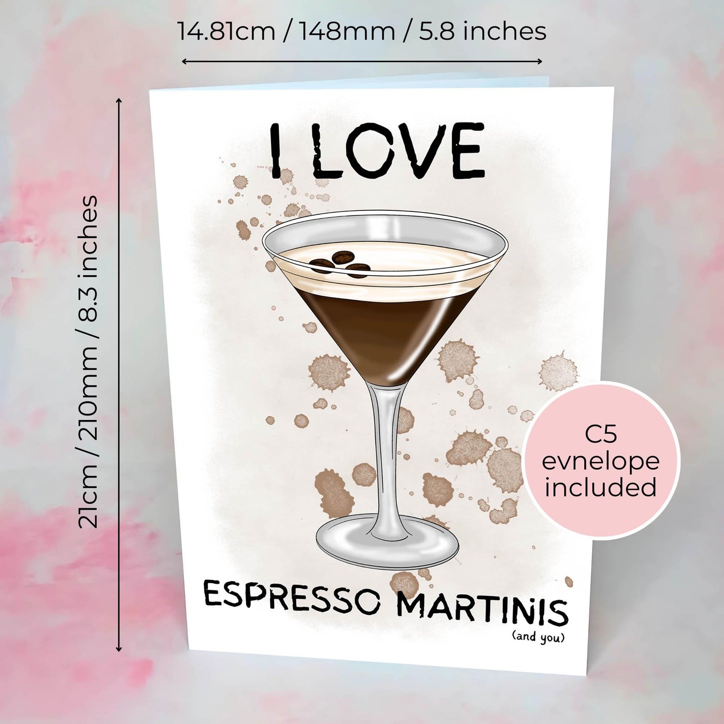 Espresso Martini Valentines Card A5 Printed on 300gsm Hammered Cardstock Cocktail Pun Card for Him or Her Birthday Anniversary #G1 #G2