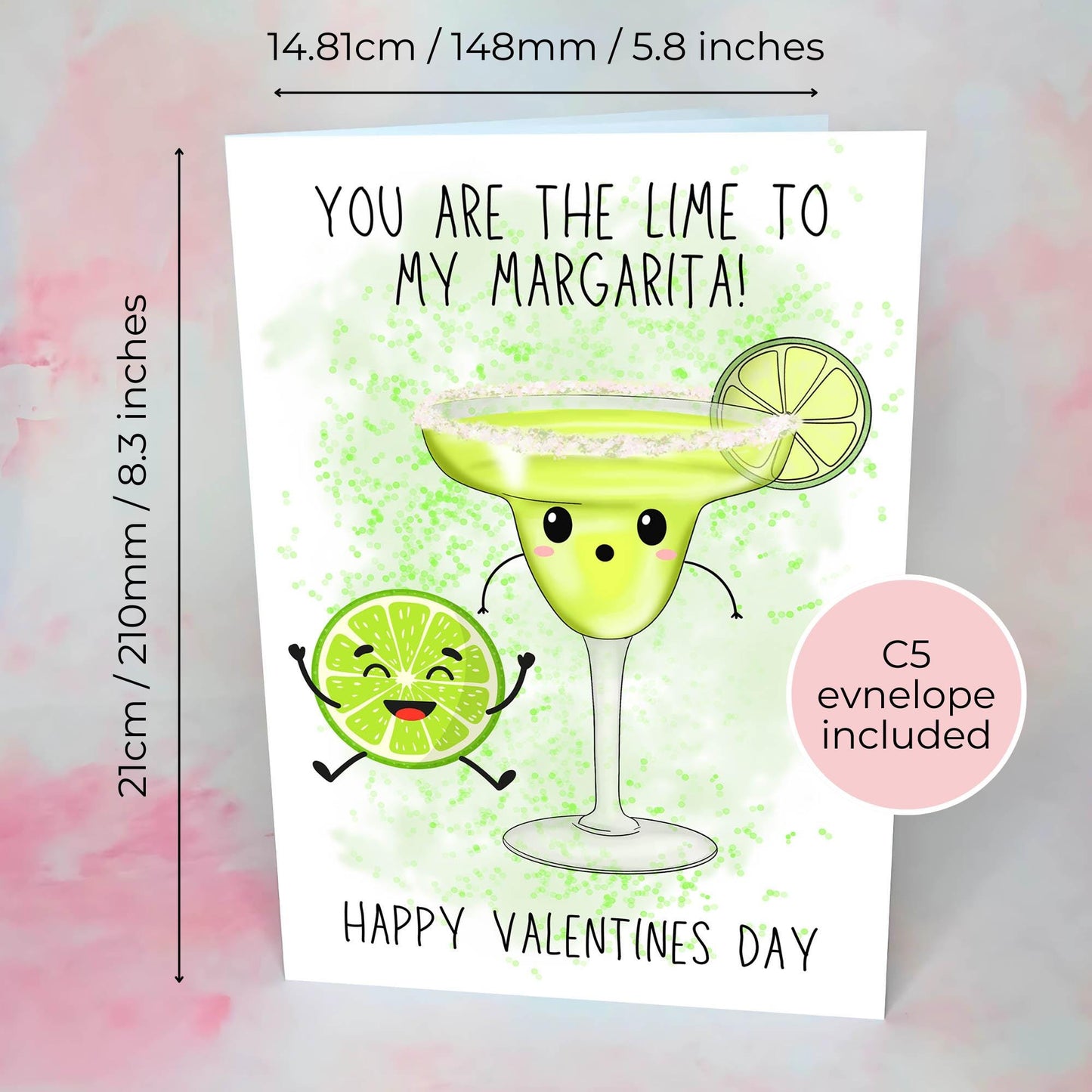 Margarita Valentines Card A5, Printed on 300gsm Hammered Cardstock, Margarita Cocktail Greeting Card Pun Card For Any Occasion #G1