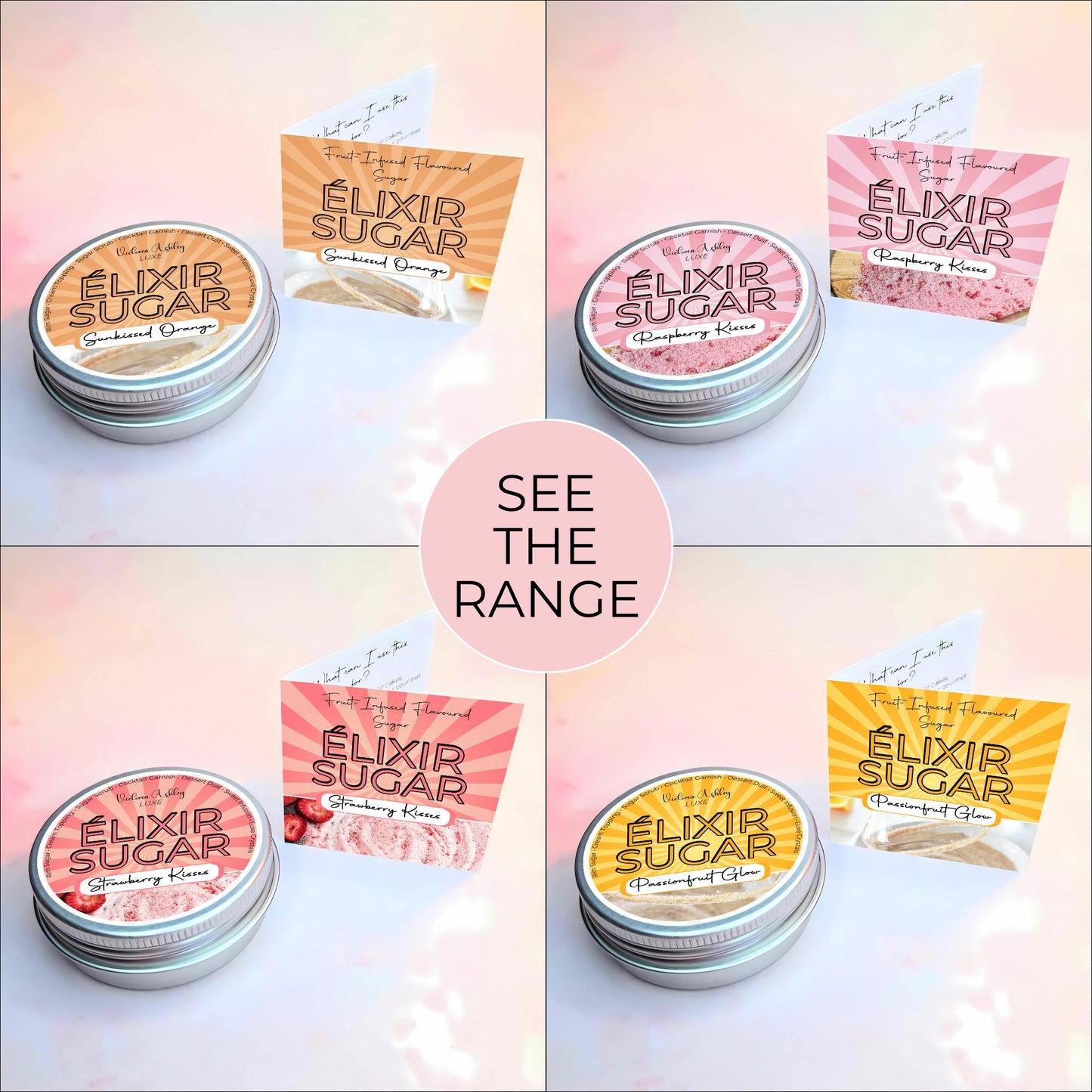 Passionfruit Flavoured Sugar, 20G Reusable Giftable Tin Of Fruit Infused Sugar, Cocktail Dessert Garnish Topping, Artisan Sugar For Baking #FRS