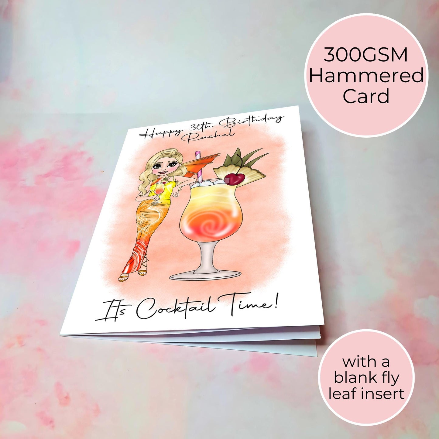 Personalised Sex On The Beach Cocktail Girl Birthday Card, Milestone Birthday Gift For Her, Cocktail Summer Soiree Birthday Party Theme
