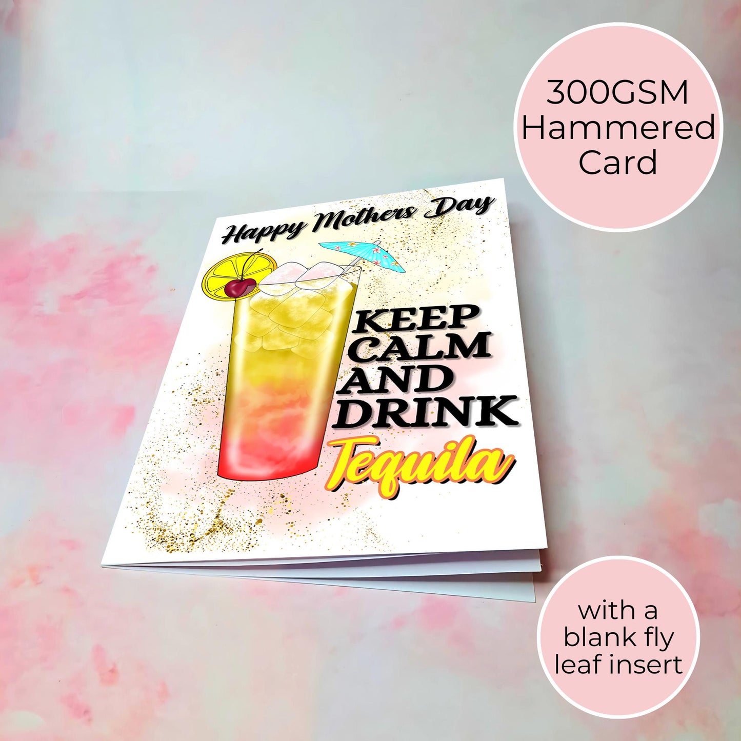 Keep Calm and Drink Tequila Sunrise Mothers Day Card, Tequila Theme Cocktail Card For Mothers Day, Mothers Day Greeting Card From A Daughter #G1