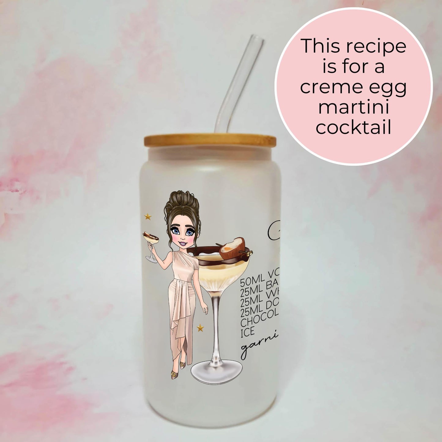 Crème Egg Martini 16oz Frosted Cocktail Recipe Drinkware, Easter Themed Personalised Cocktail Glassware Gift, Easter Weekend Milestone Birthday Gift #EG