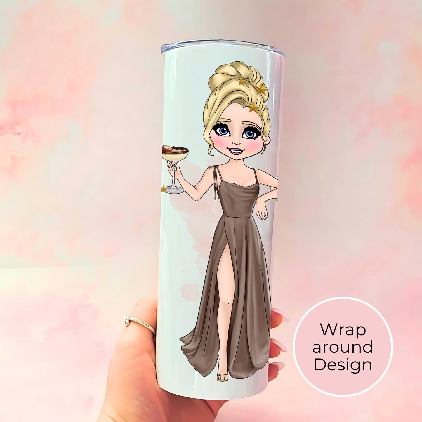 20oz Bunny Martini Cocktail Themed Stainless Steel Tumbler, Stepping Into Adulthood Graduation Gift, Co-Worker Bestie Punny Birthday Gift
