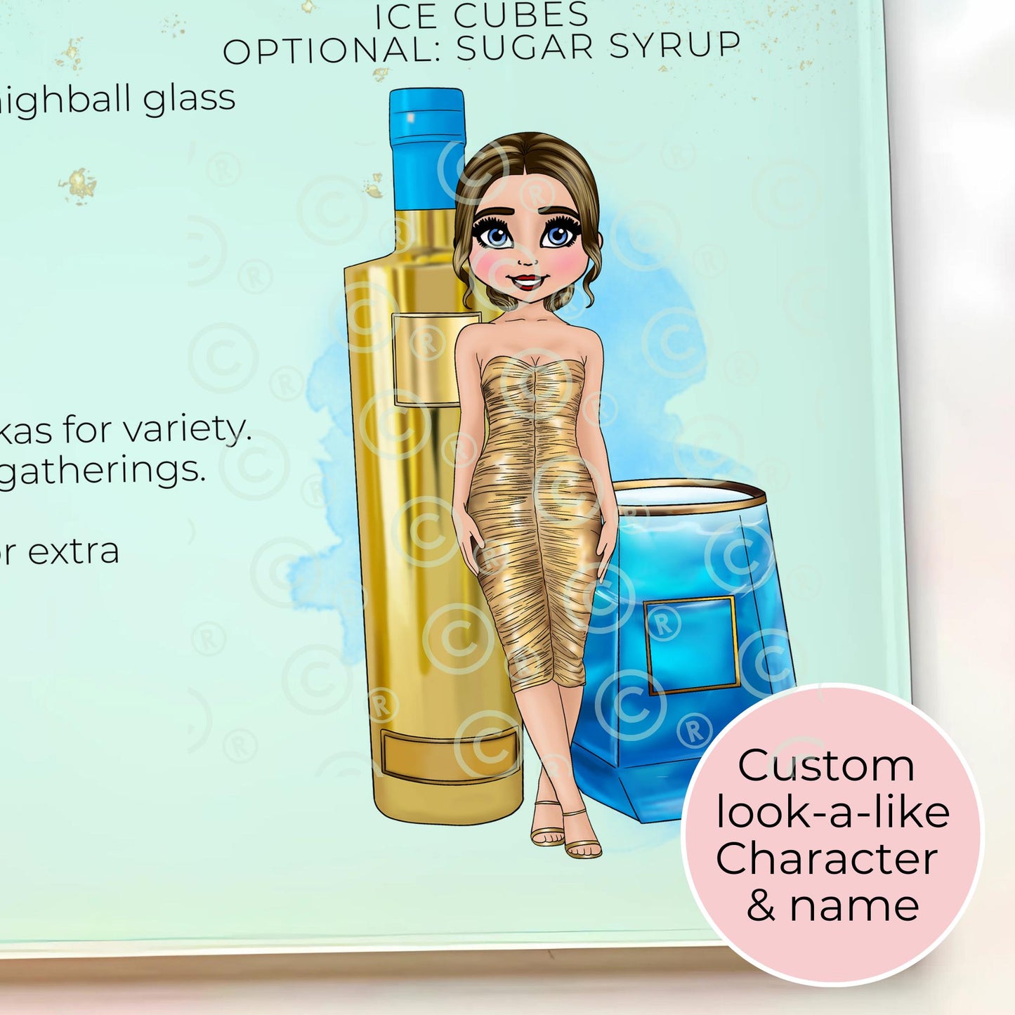 The Vodka Girl A3 A4 Glass Chopping Board, Cocktail Themed Chopping Board Gift For Her Milestone Birthday, Bestie Housewarming Gift #GB