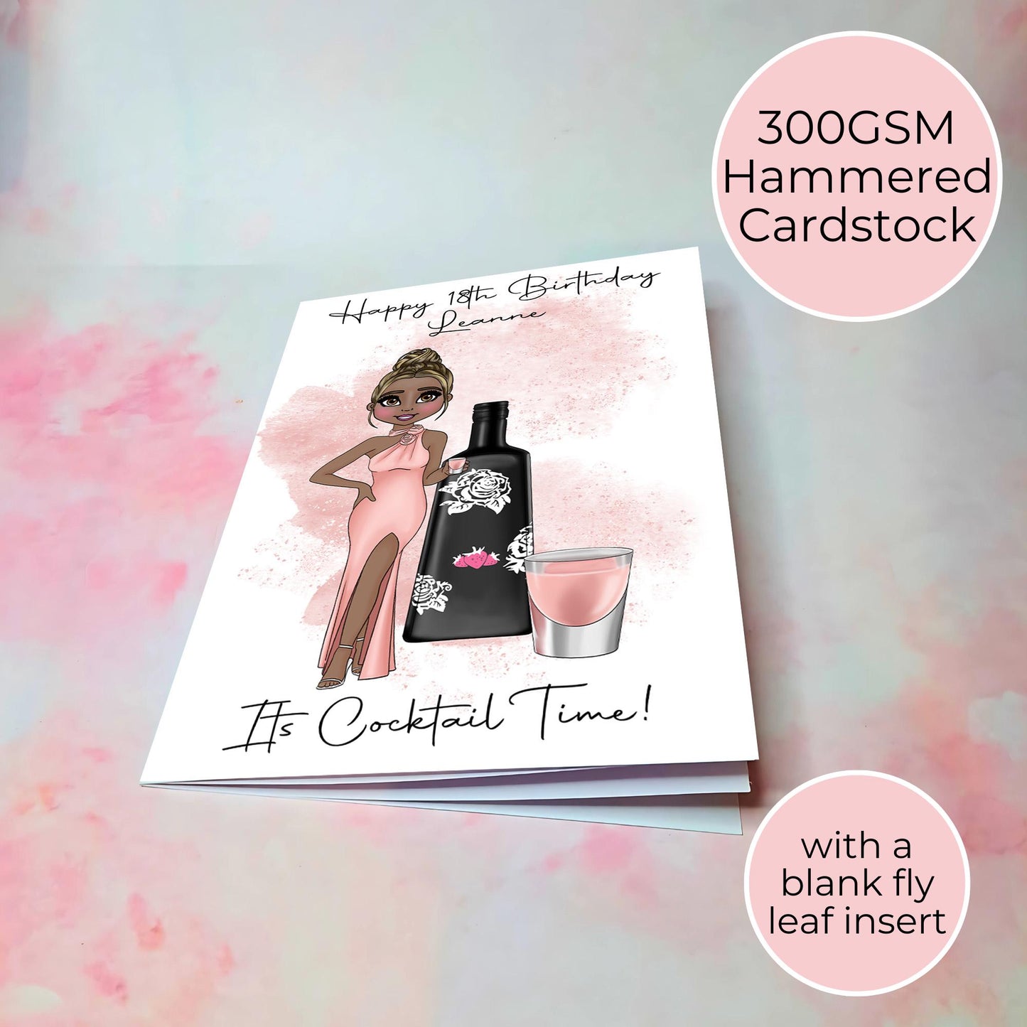 Tequila Rose Personalised A5 Birthday Card, Strawberry Cream Liqueur Cocktail Birthday Card For Her, Boozy Birthday Card For Bestie Sister Mum #G1