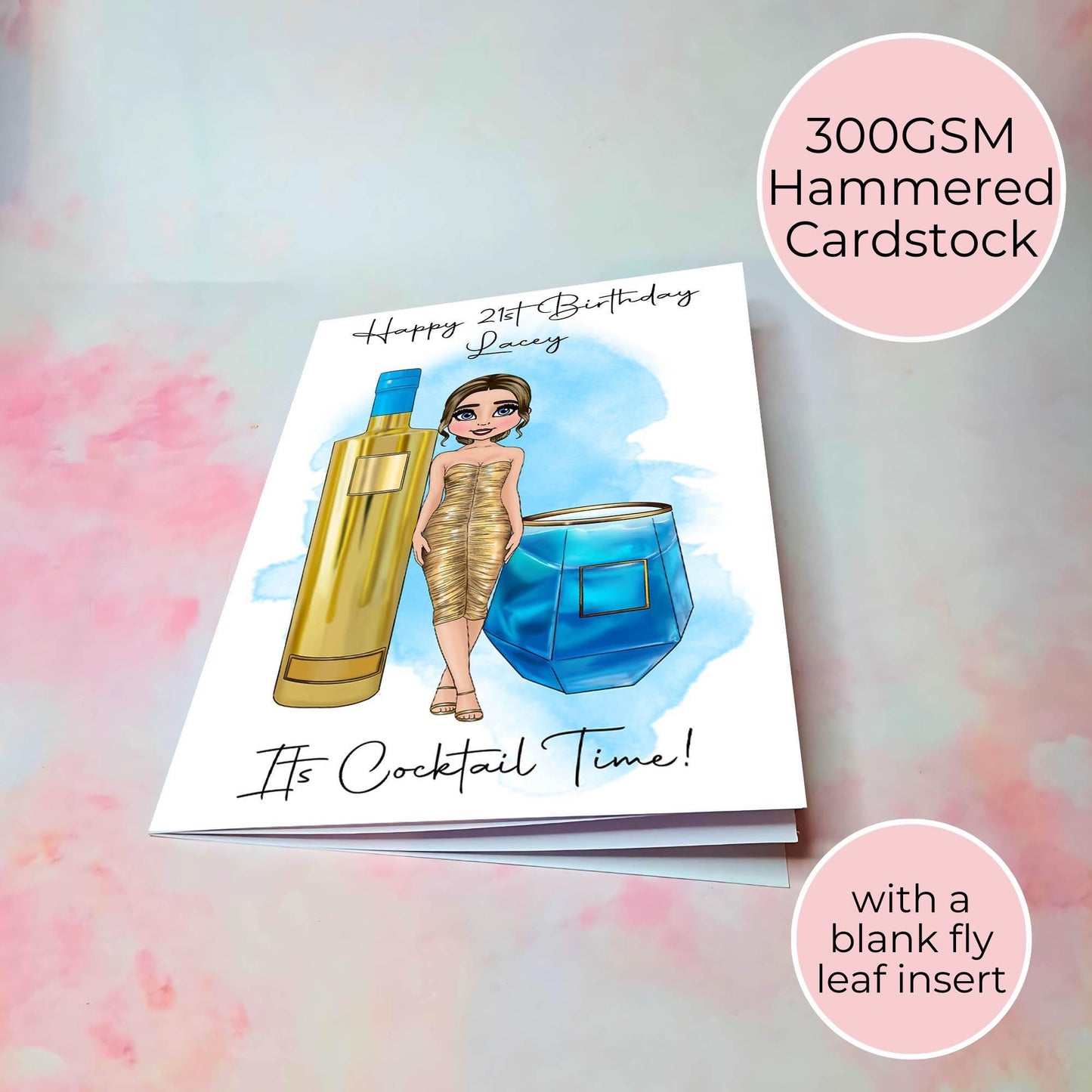 The Vodka Girl A5 Cocktail Theme Birthday Card, Custom Character Vodka Cocktail Greeting Card For Her Birthday, 21st Birthday Card For A Daughter #G1