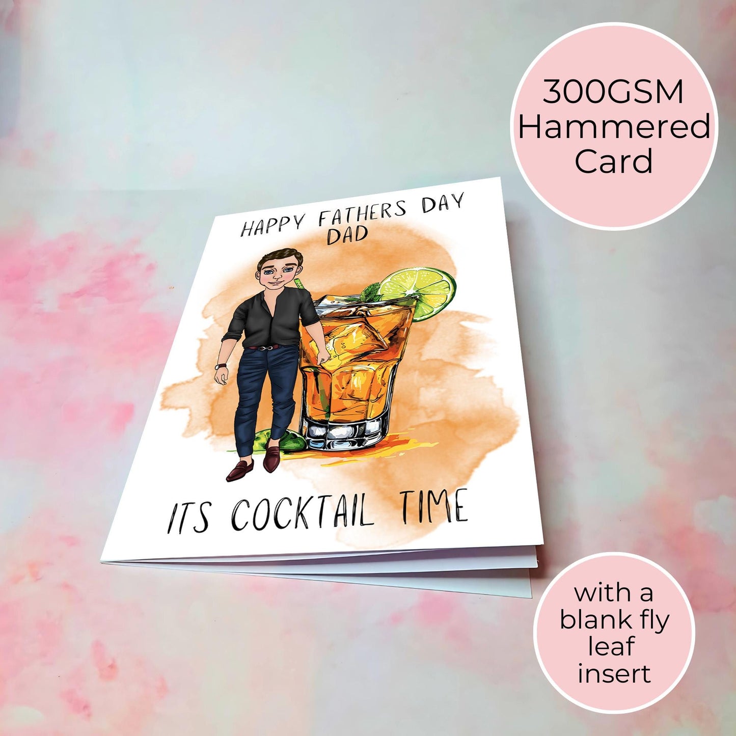 Old Cuban Fathers Day Card, Smart Casual Jeans And Shirt, Rum Themed Cocktail Guy, Dads Greeting Card From A Daughter Or Son #G2