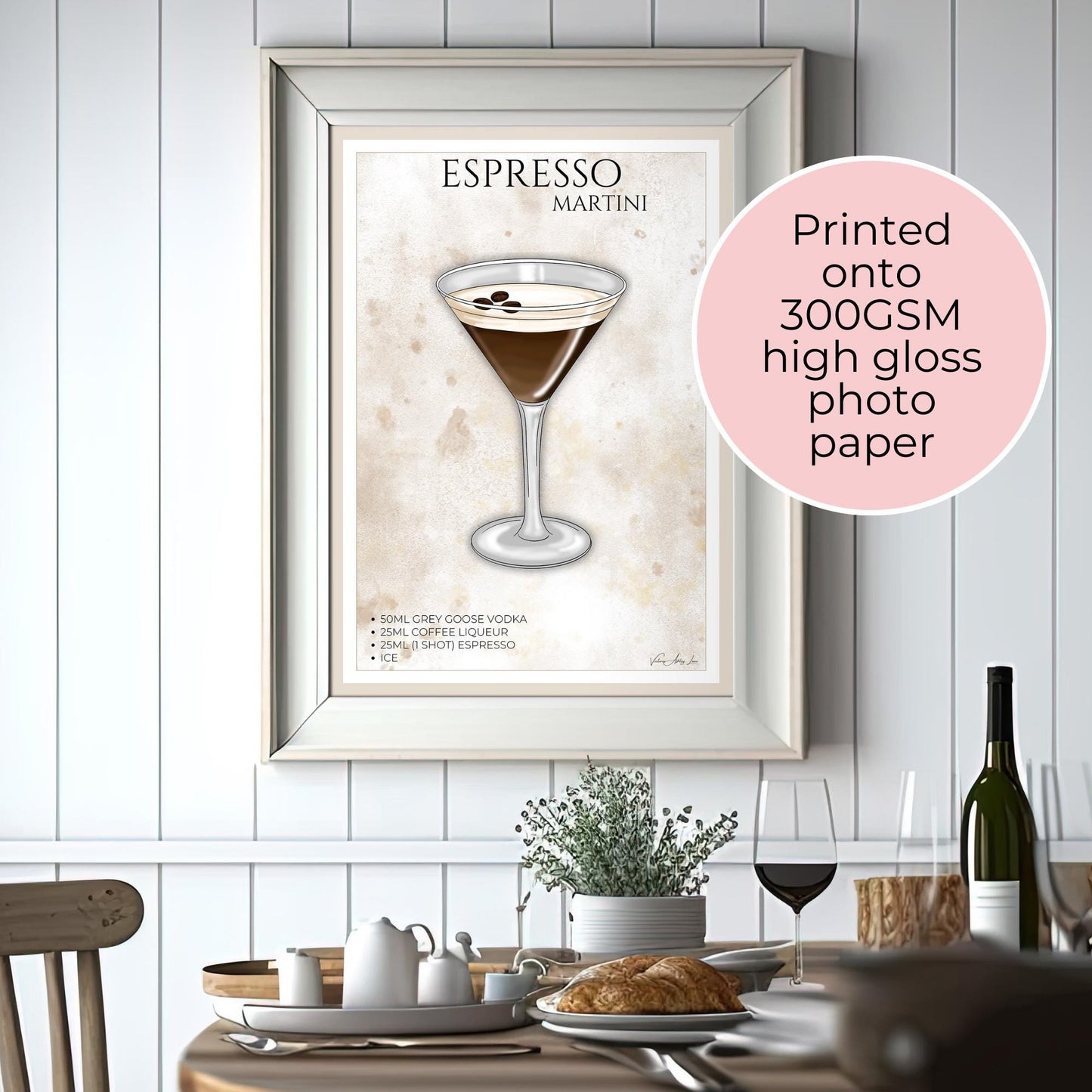 Espresso Martini A3 A4 Unframed Wall Art Poster, Classic Coffee Cocktail Bar Cart Kitchen Wall Decor, Housewarming Gift For Cocktail Lover #WA