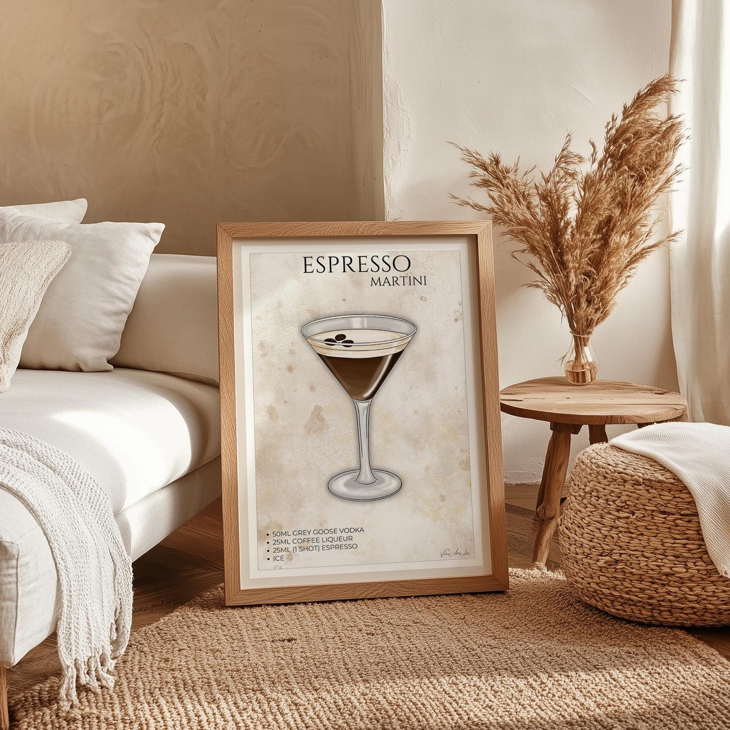 Espresso Martini A3 A4 Unframed Wall Art Poster, Classic Coffee Cocktail Bar Cart Kitchen Wall Decor, Housewarming Gift For Cocktail Lover #WA