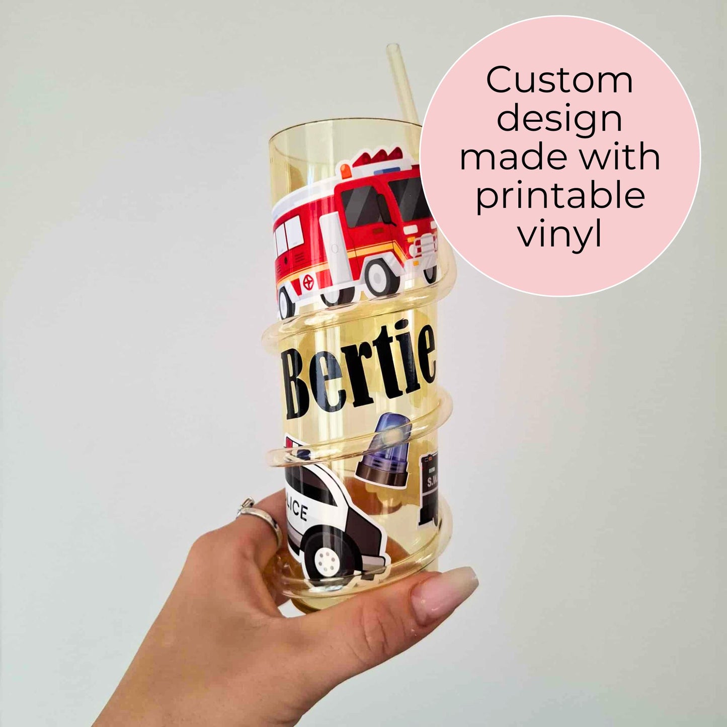 Personalized Crazy Straw Tumbler With Printable Vinyl Decals, Custom Wrap Around Str4aw Cup For Children, Childs Birthday Gift Party Bag #BPA