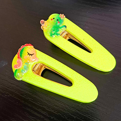 2PK NEON GLITTER HAIR CLIPS