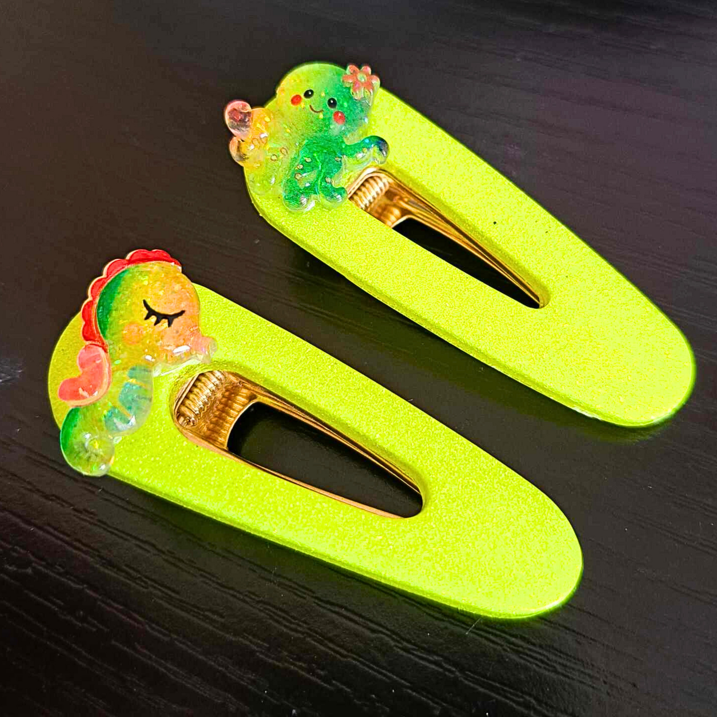 2PK NEON GLITTER HAIR CLIPS