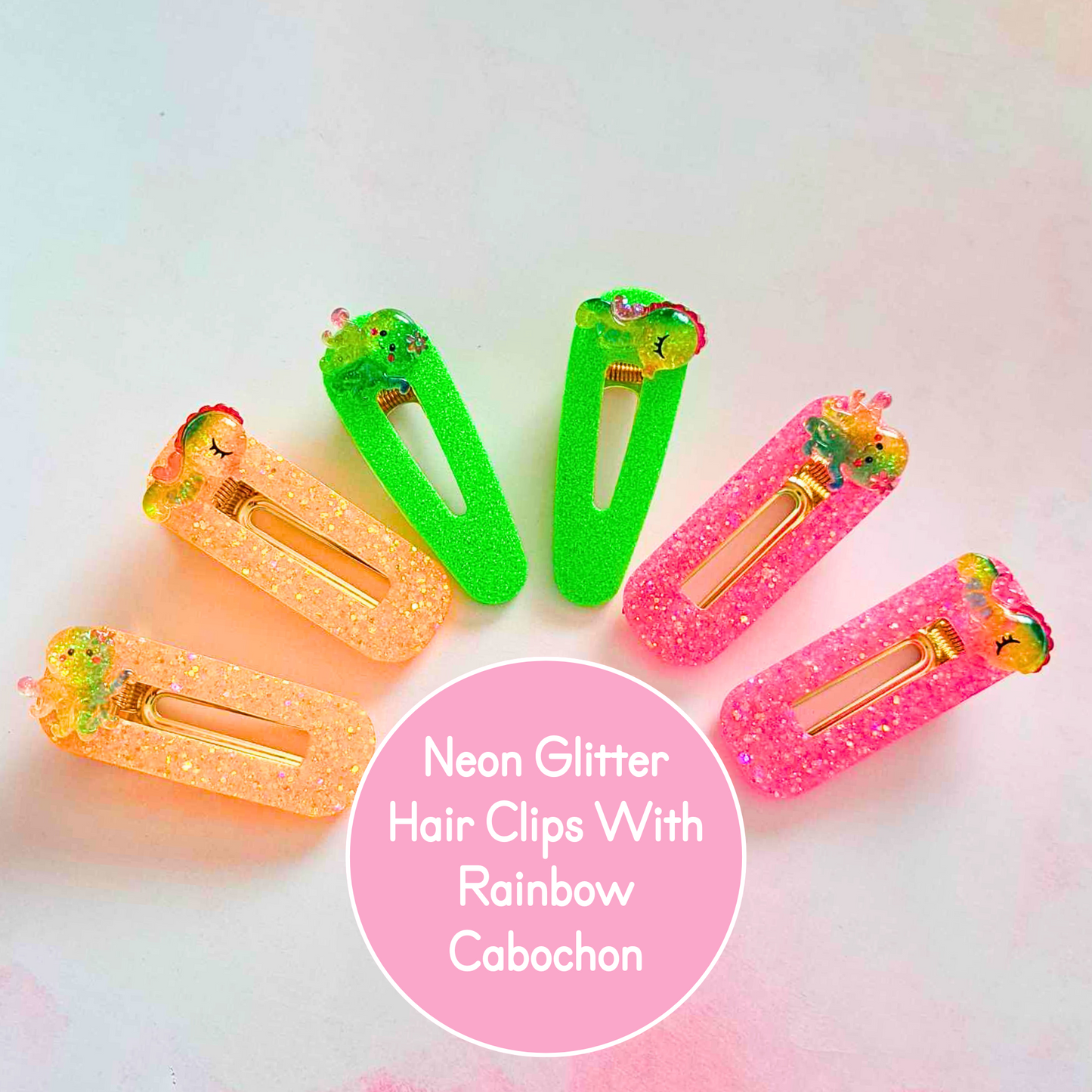 2PK NEON GLITTER HAIR CLIPS