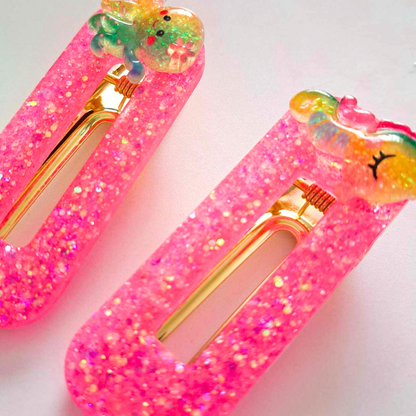 2PK NEON GLITTER HAIR CLIPS