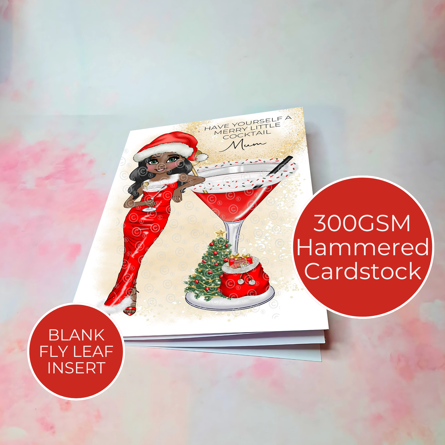 Personalised Mum Mrs Clausmopolitan Cocktail Card For  Custom Christmas Cosmo Cocktail Card, A5 Xmas Greeting Card For Mum From A Daughter #CC