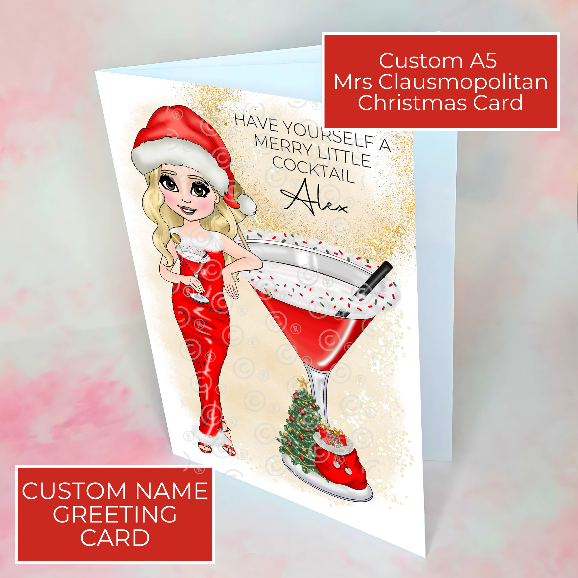 Personalised Clausmopolitan Cocktail Card For A Friend #CC