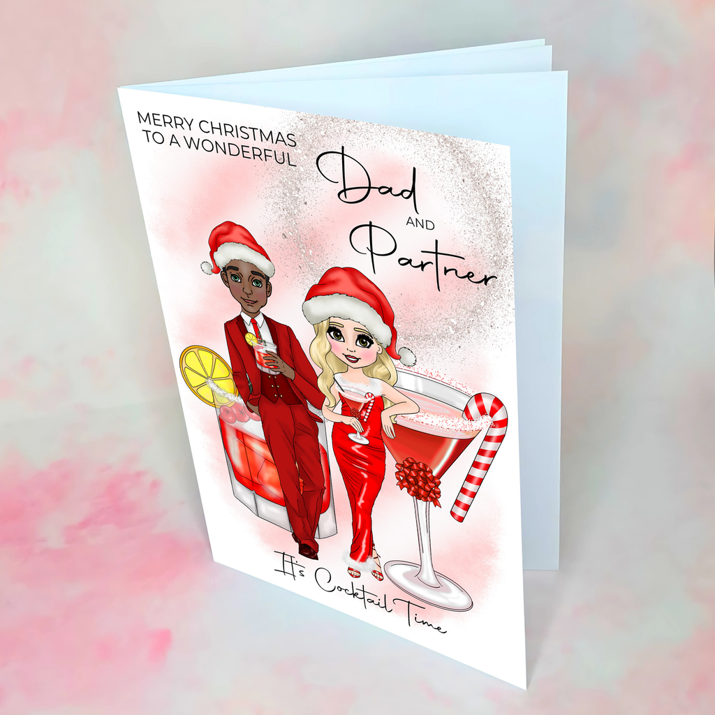 Personalised Candy Cane Cocktail Card For Dad And Partner #CC