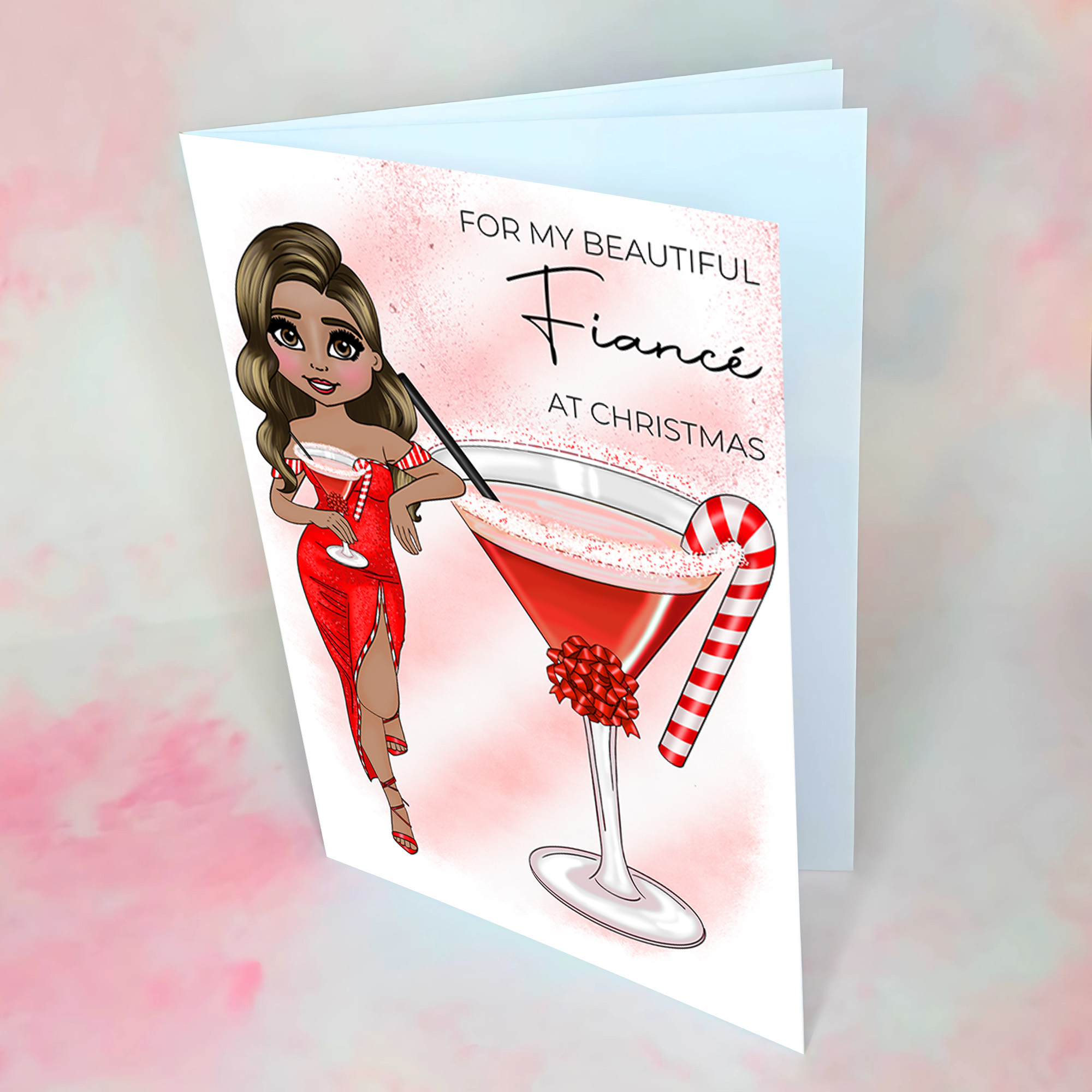 Personalised Candy Cane Cocktail Card For A Fiance #CC